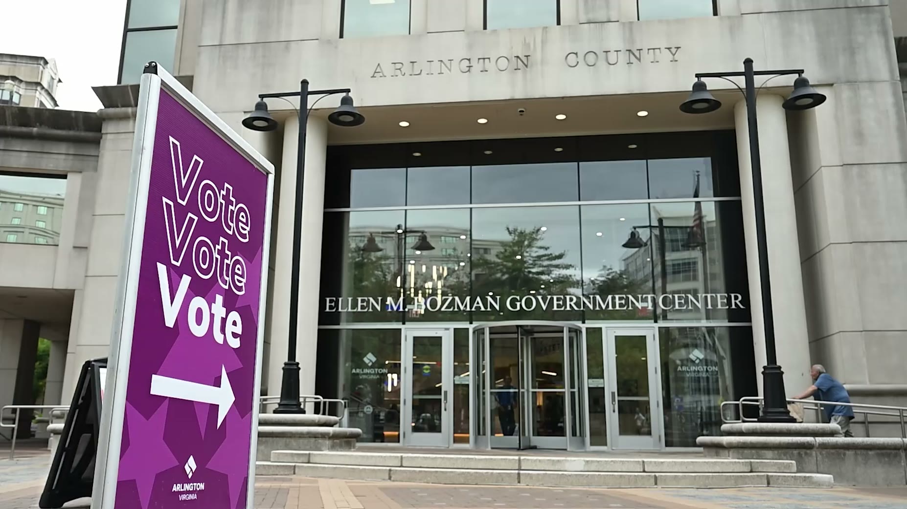 Confirmed: the segment was filmed at the Ellen M. Bozman Government Center in Arlington, Virginia [06:59]