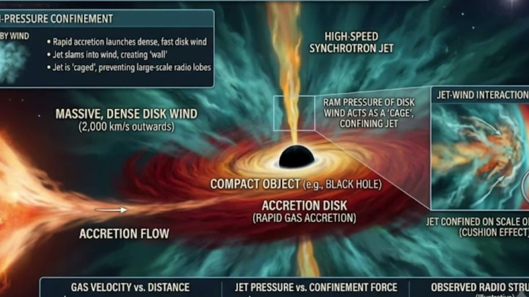 Mechanism: The compact object accretes gas so rapidly that the accretion disk launches dense disk winds outward at 2,000