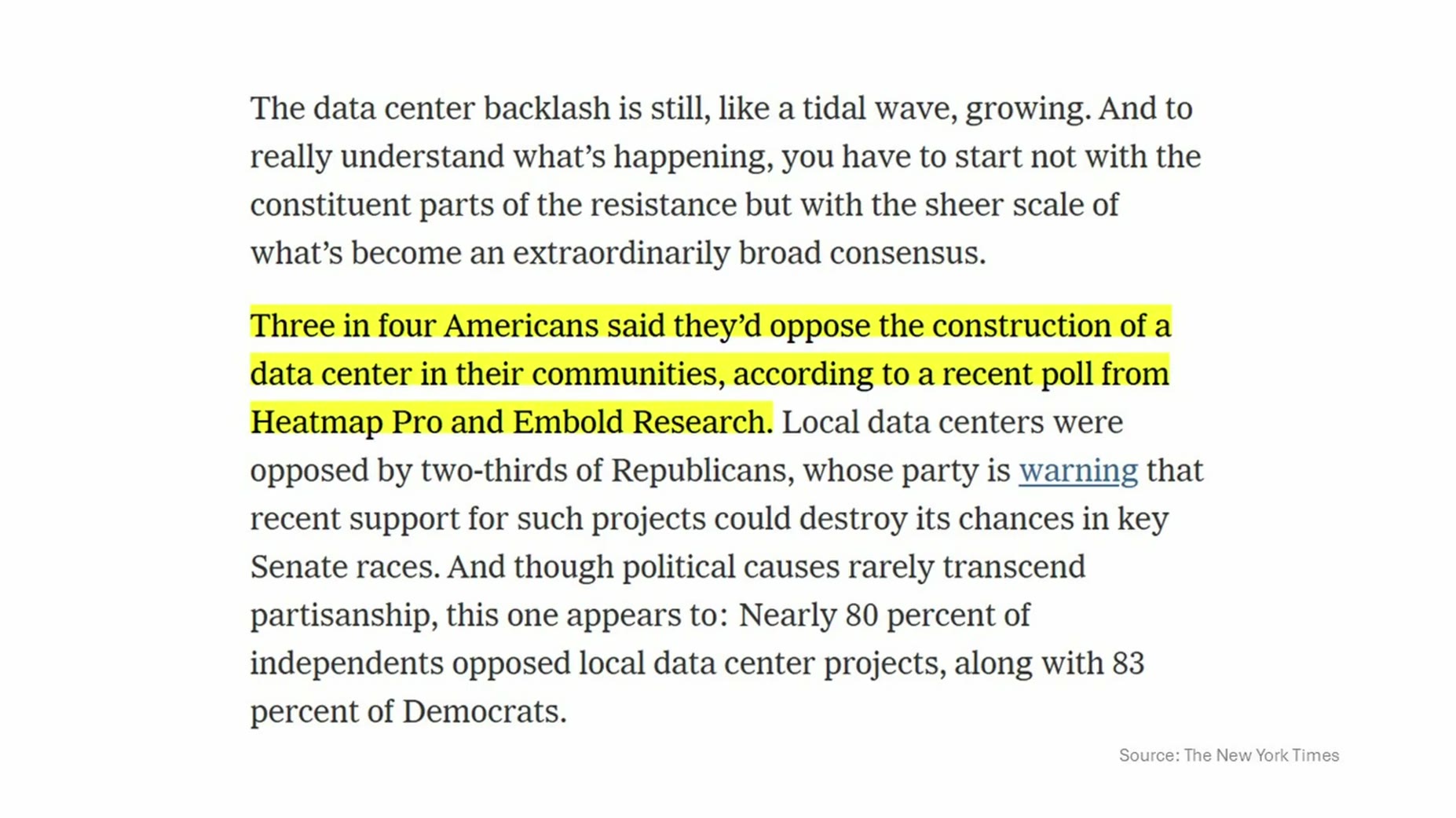 Confirmed: A Heatmap Pro and Embold Research poll found three in four Americans would oppose a data center being built i