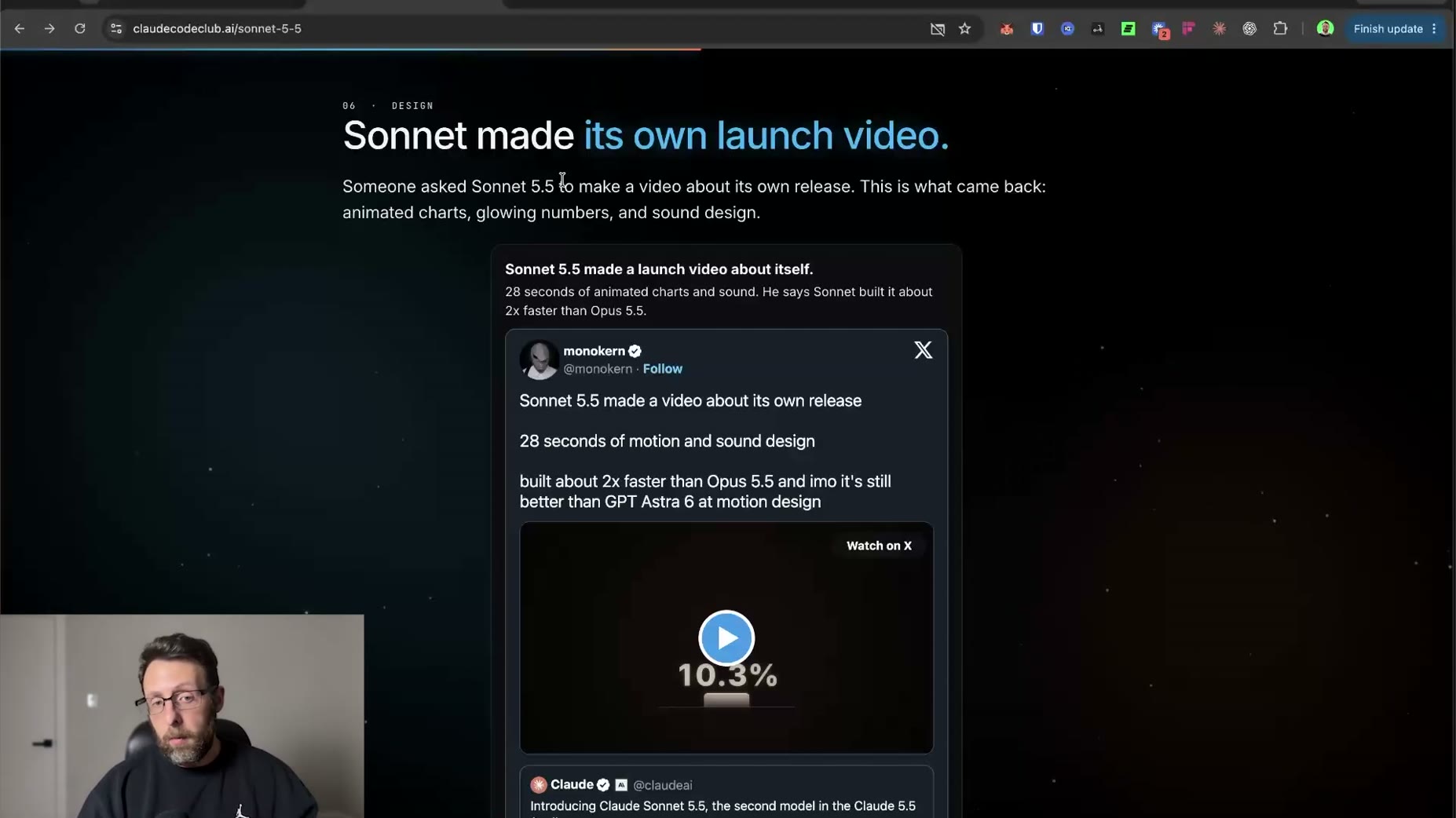 New: Sonnet 5.5 made a 28-second self-launch video with animated charts, glowing numbers, and sound design, reportedly b