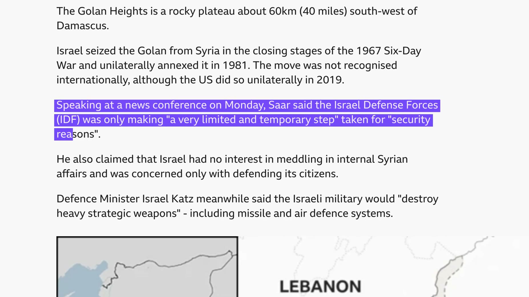 Israel's justification shifted from calling Al-Sharah an 'extremist' to claiming its occupation was needed to protect Sy