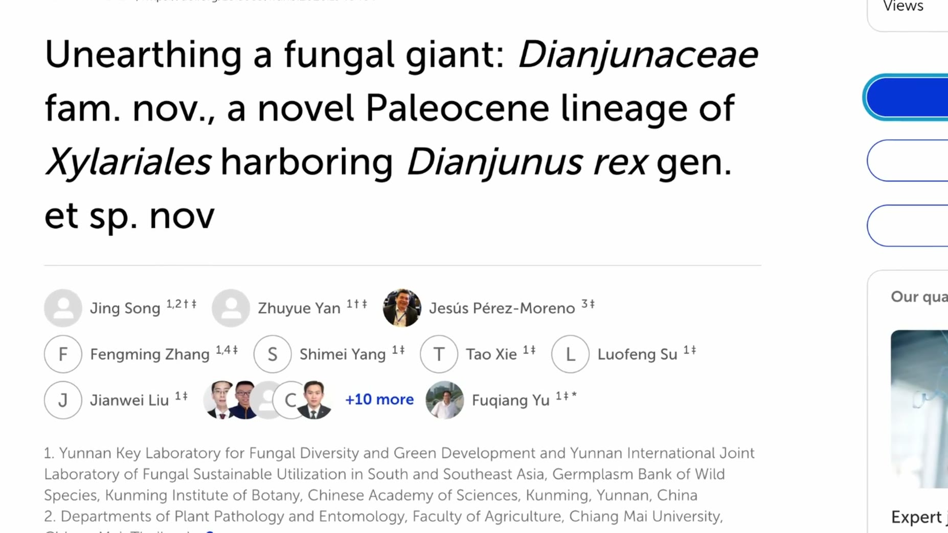 Named study [01:59]: Scientists from the Kunming Institute of Botany conducted fieldwork in Yunnan province, China, and 
