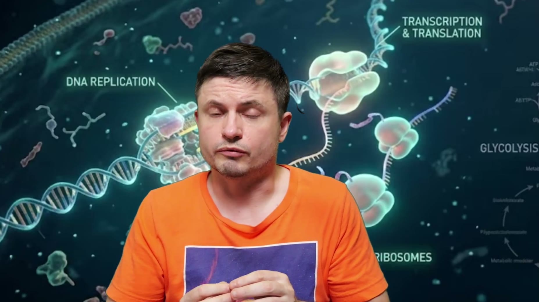 Over 50% of its 189 genes are devoted to genetic information processing (DNA copying, transcription, translation), while
