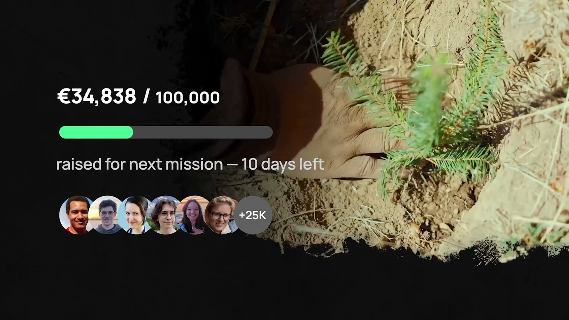 A sponsor segment tracker showed Planet Wild had raised 34,838 of a 100,000 goal for its next conservation mission, with
